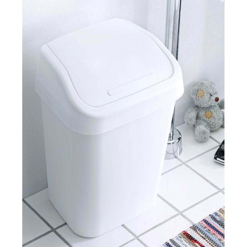 orthex Poubelle avec couvercle articulé, 25 litres, blanc, PP